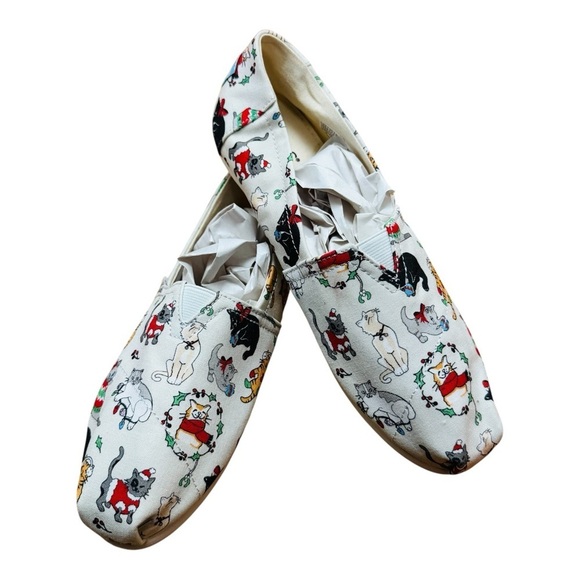 Toms Shoes - Playful Cat Print Slip-On Shoes